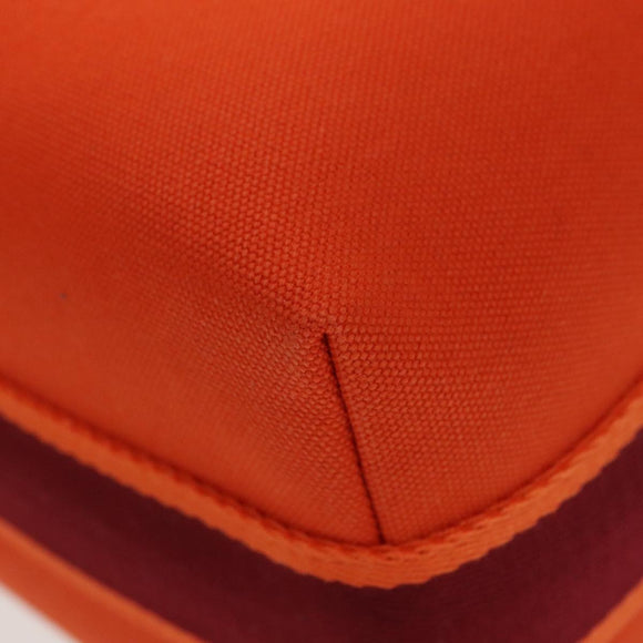 HERMES Pouch Cotton Orange Silver Auth 94262SM