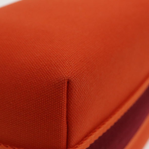 HERMES Pouch Cotton Orange Silver Auth 94262SM