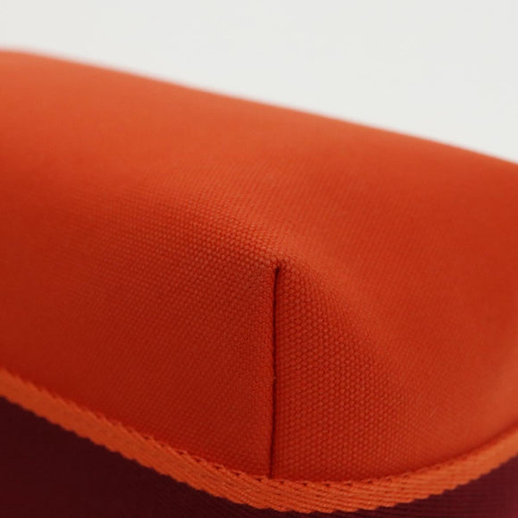 HERMES Pouch Cotton Orange Silver Auth 94262SM