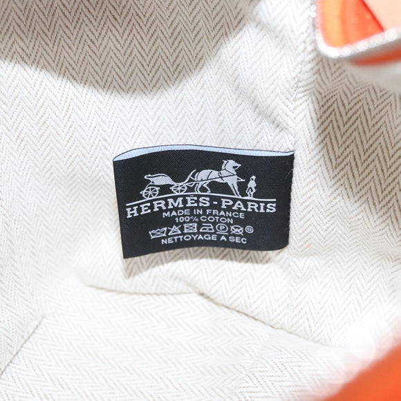 HERMES Pouch Cotton Orange Silver Auth 94262SM