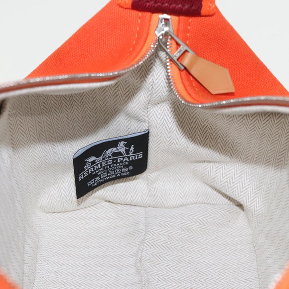 HERMES Pouch Cotton Orange Silver Auth 94262SM