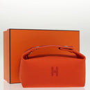 HERMES Pouch Cotton Orange Silver Auth 94262SM-12