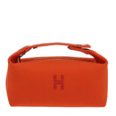 HERMES Pouch Cotton Orange Silver Auth 94262SM-13