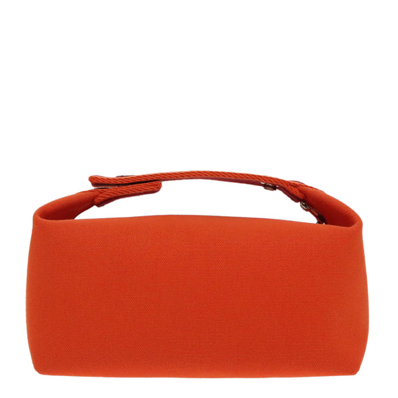 HERMES Pouch Cotton Orange Silver Auth 94262SM