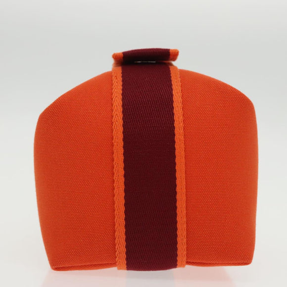 HERMES Pouch Cotton Orange Silver Auth 94262SM