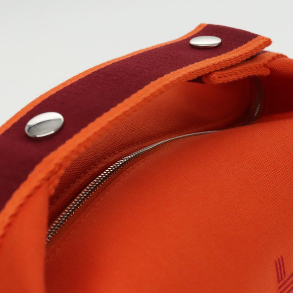 HERMES Pouch Cotton Orange Silver Auth 94262SM