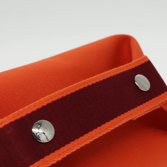 HERMES Pouch Cotton Orange Silver Auth 94262SM