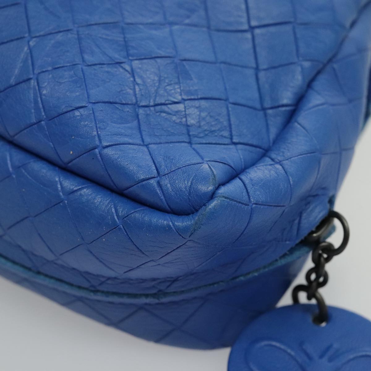 BOTTEGA VENETA Chain INTRECCIATO Shoulder Bag Leather Blue Auth 94286