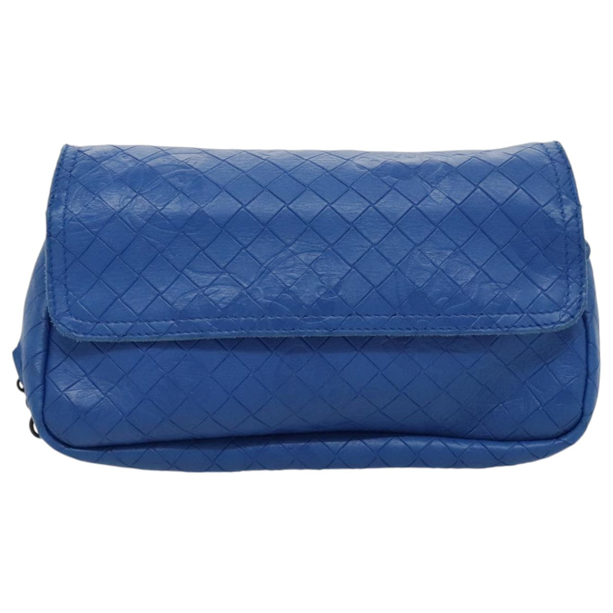 BOTTEGA VENETA Chain INTRECCIATO Shoulder Bag Leather Blue Auth 94286