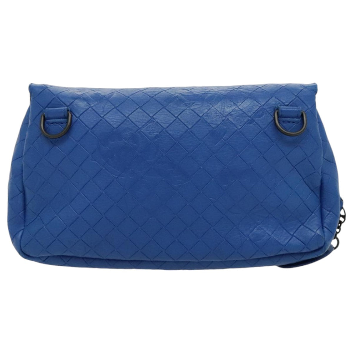 BOTTEGA VENETA Chain INTRECCIATO Shoulder Bag Leather Blue Auth 94286 - 0