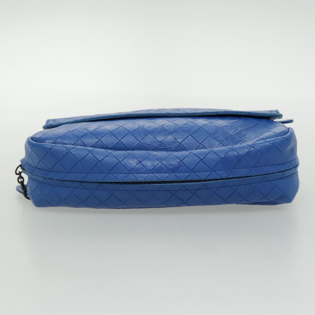 BOTTEGA VENETA Chain INTRECCIATO Shoulder Bag Leather Blue Auth 94286