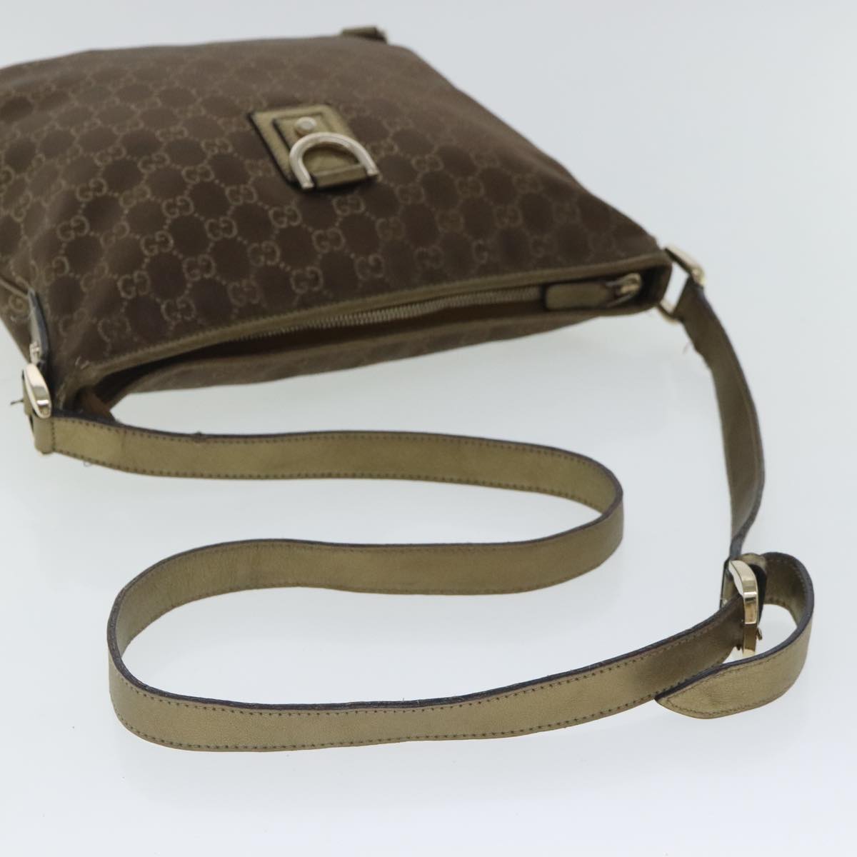 GUCCI GG Canvas Abbey Shoulder Bag Brown Gold 131326 Auth 94297