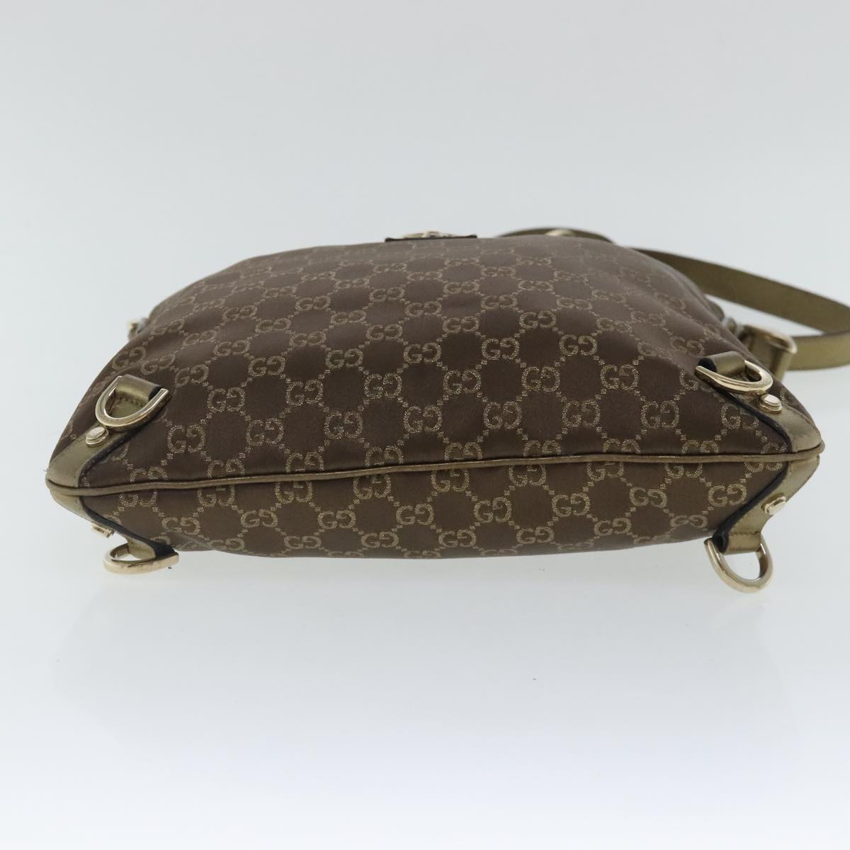 GUCCI GG Canvas Abbey Shoulder Bag Brown Gold 131326 Auth 94297