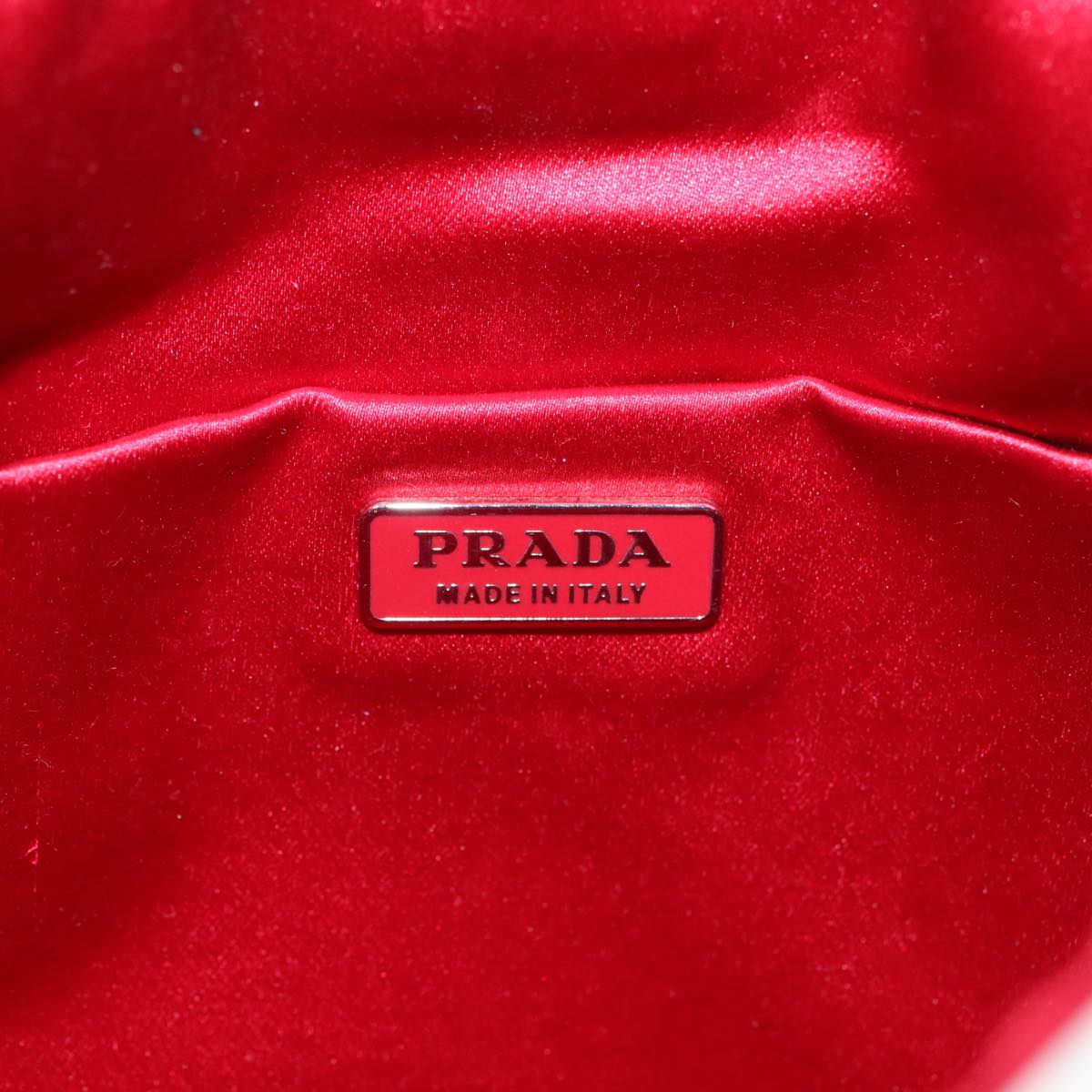 PRADA Hand Bag Leather White Silver Auth 94300