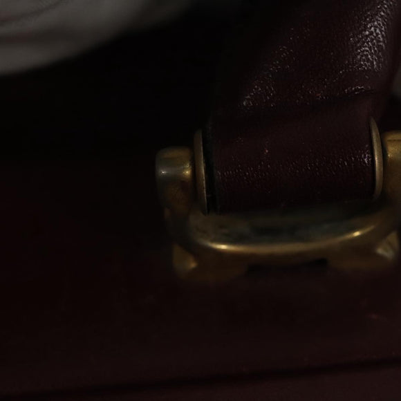 CARTIER Attache Case Suede Leather Bordeaux Gold Auth 94309