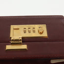 CARTIER Attache Case Suede Leather Bordeaux Gold Auth 94309-11