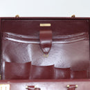 CARTIER Attache Case Suede Leather Bordeaux Gold Auth 94309-13