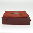 CARTIER Attache Case Suede Leather Bordeaux Gold Auth 94309-4