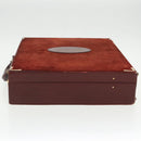 CARTIER Attache Case Suede Leather Bordeaux Gold Auth 94309-5