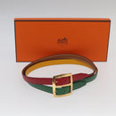 HERMES Belt Leather 28.3"" Multicolor Gold Auth 94310-12