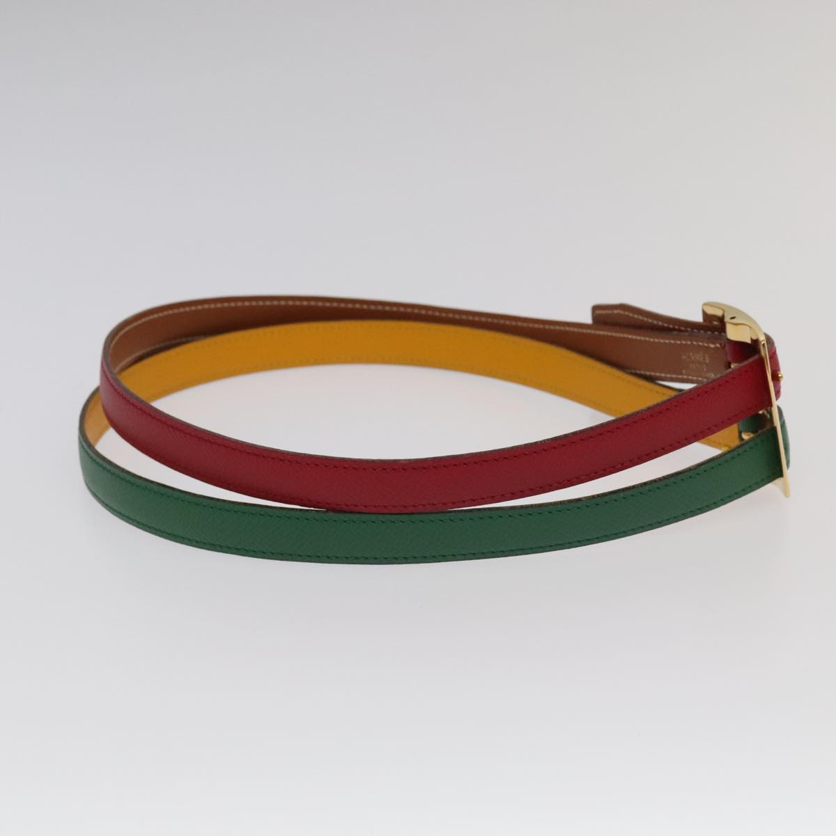 HERMES Belt Leather 28.3"" Multicolor Gold Auth 94310