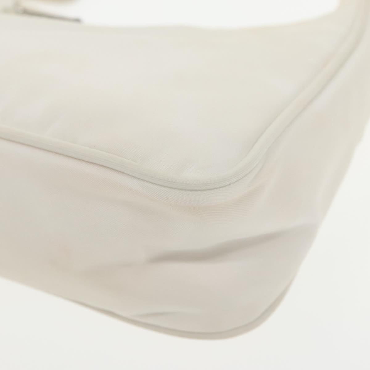 PRADA Hand Bag Nylon White Silver Auth 94394