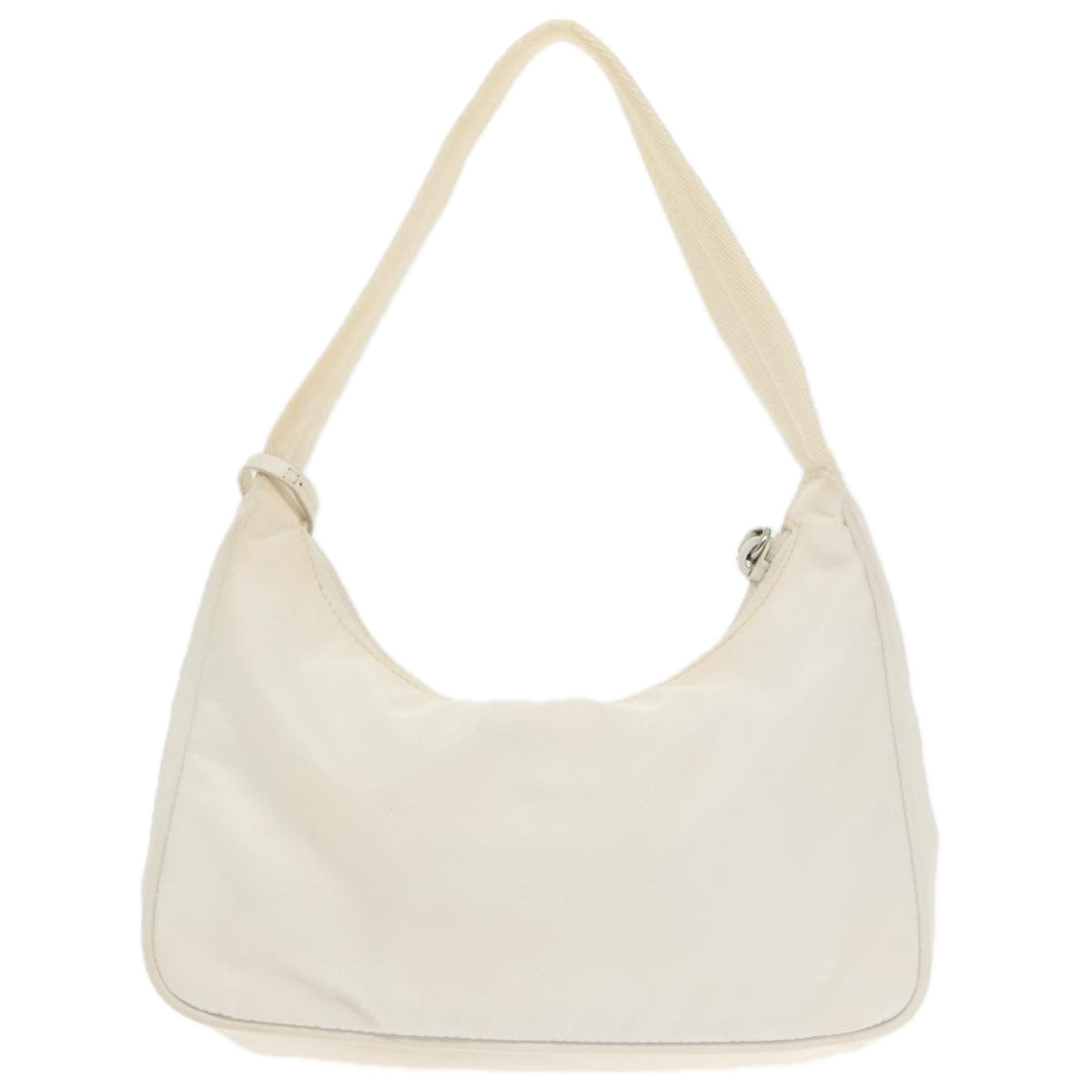 PRADA Hand Bag Nylon White Silver Auth 94394