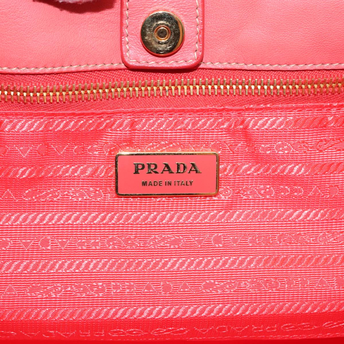 PRADA Hand Bag Nylon Orenge Sunset Gold Auth 94395