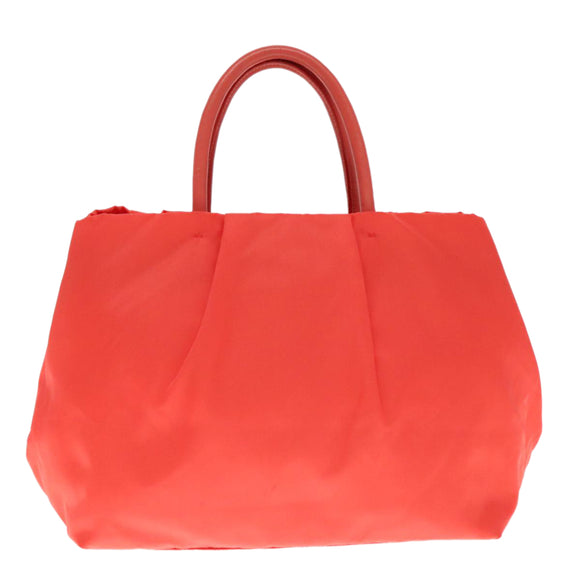 PRADA Hand Bag Nylon Orenge Sunset Gold Auth 94395