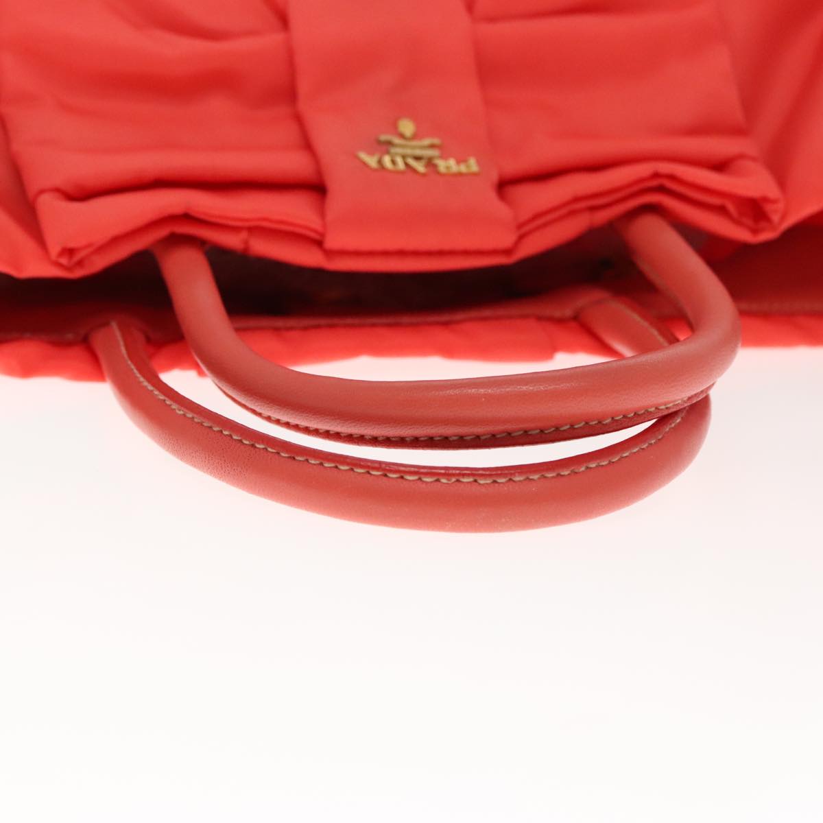 PRADA Hand Bag Nylon Orenge Sunset Gold Auth 94395