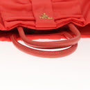 PRADA Hand Bag Nylon Orenge Sunset Gold Auth 94395-7