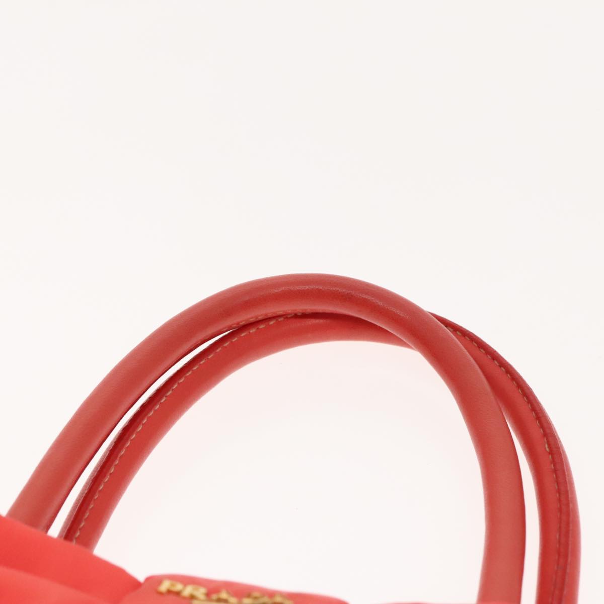 PRADA Hand Bag Nylon Orenge Sunset Gold Auth 94395