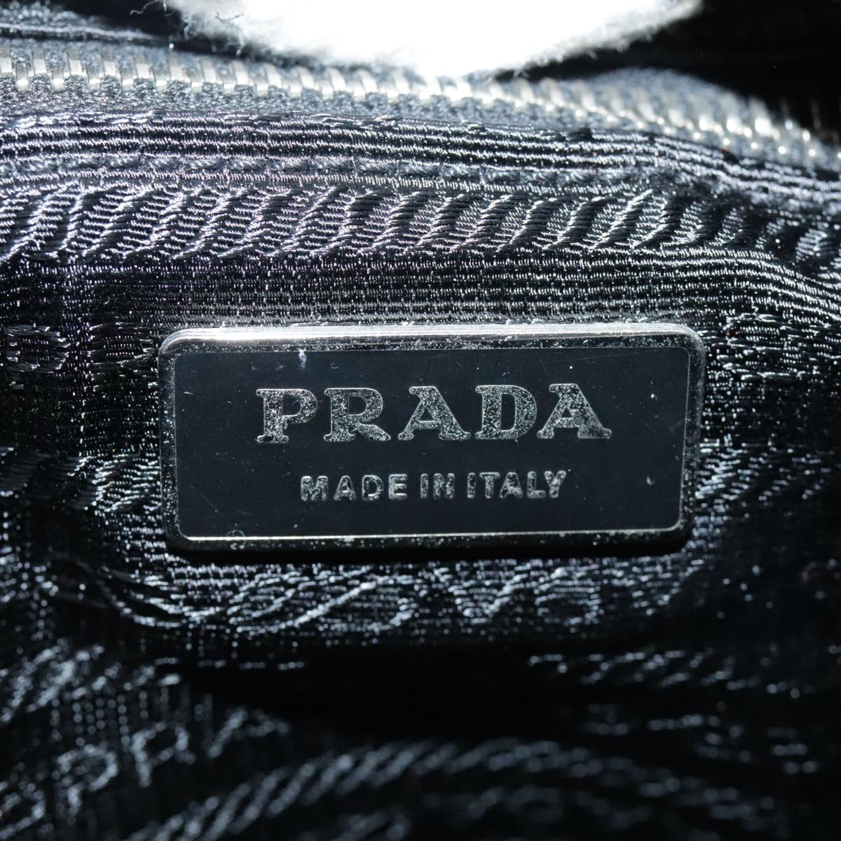 PRADA Shoulder Bag Nylon Black Silver Auth 94397