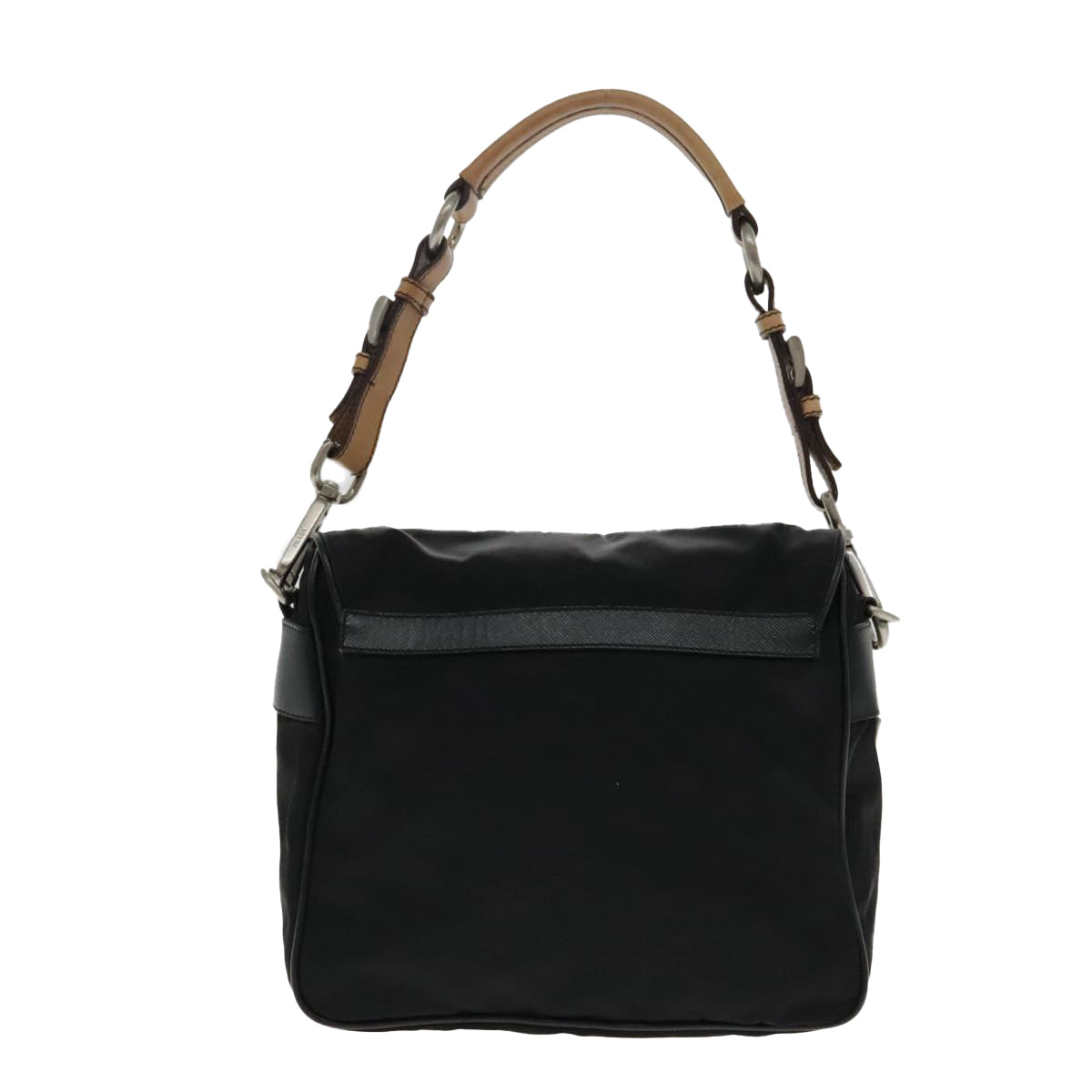 PRADA Shoulder Bag Nylon Black Silver Auth 94397