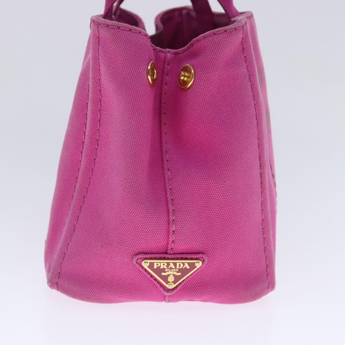 PRADA Canapa PM Hand Bag Canvas 2way Pink Gold Auth 94399