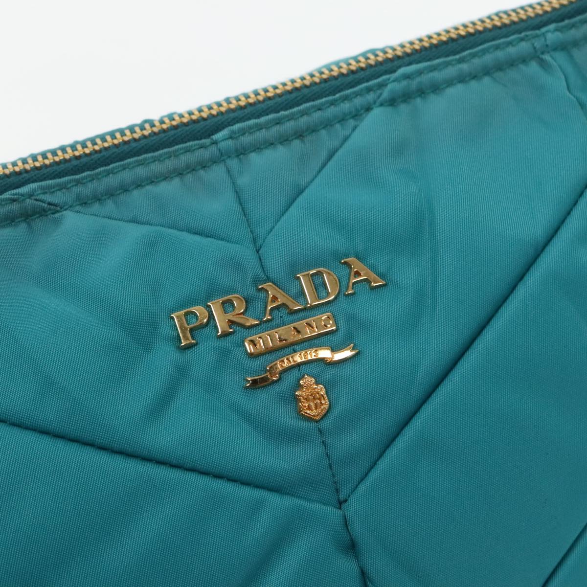 PRADA Hand Bag Nylon Blue Gold Auth 94400