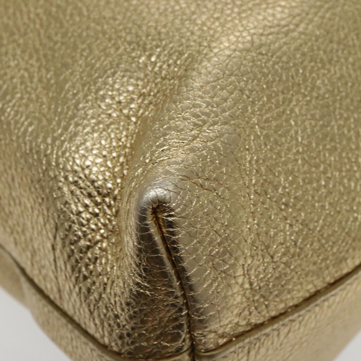 PRADA Tote Bag Leather 2way Gold Auth 94402