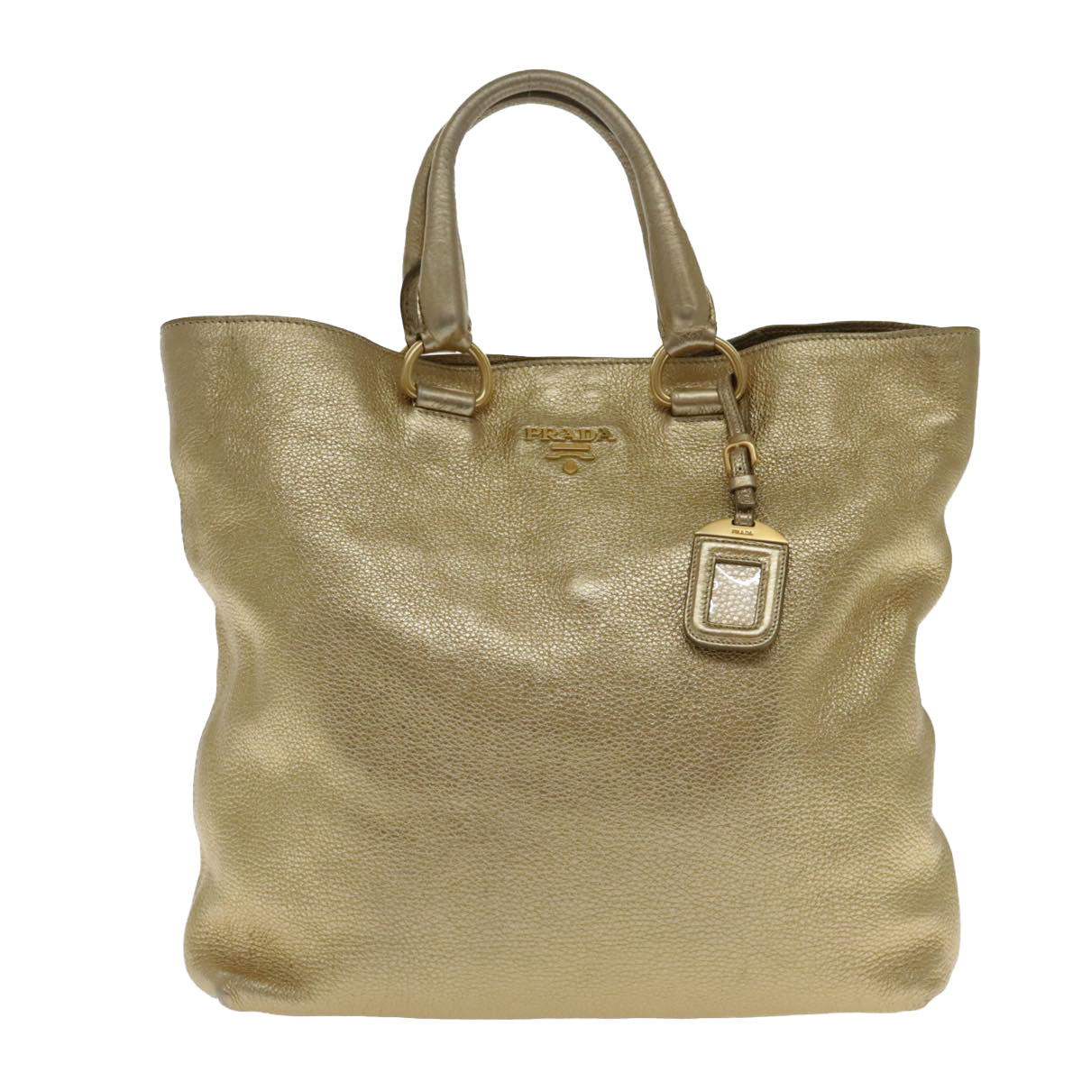 PRADA Tote Bag Leather 2way Gold Auth 94402