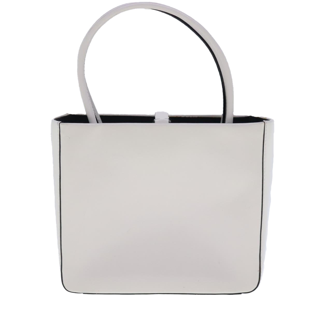 PRADA Hand Bag Leather White Auth 94403A - 0