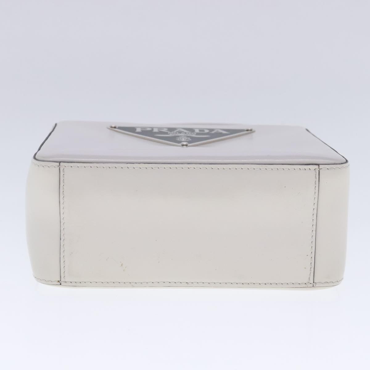 PRADA Hand Bag Leather White Auth 94403A