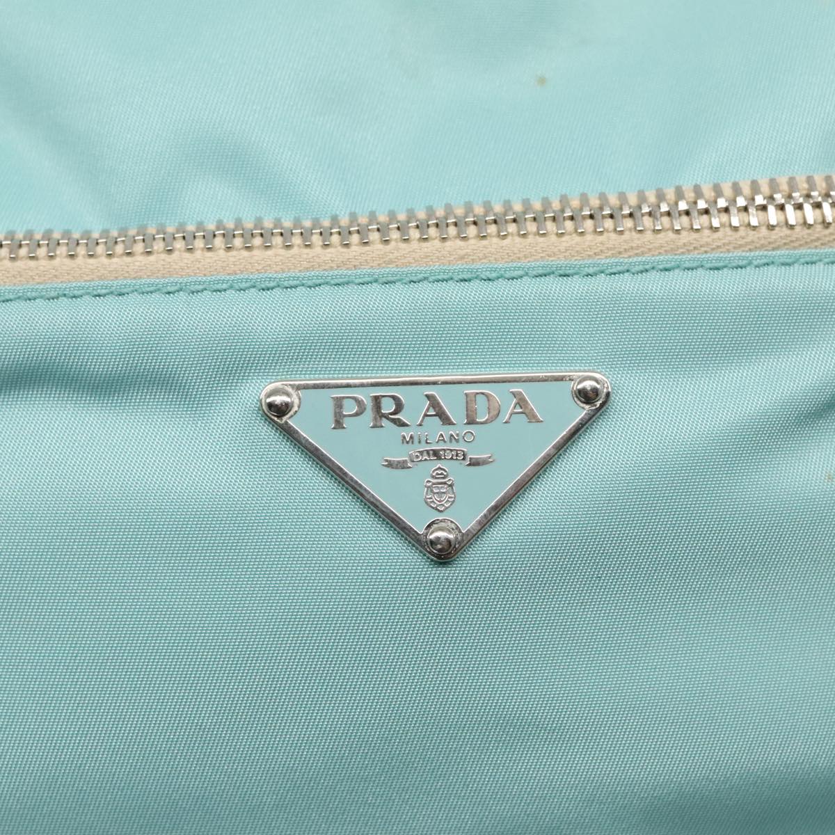 PRADA Shoulder Bag Nylon Light Blue Silver Auth 94405