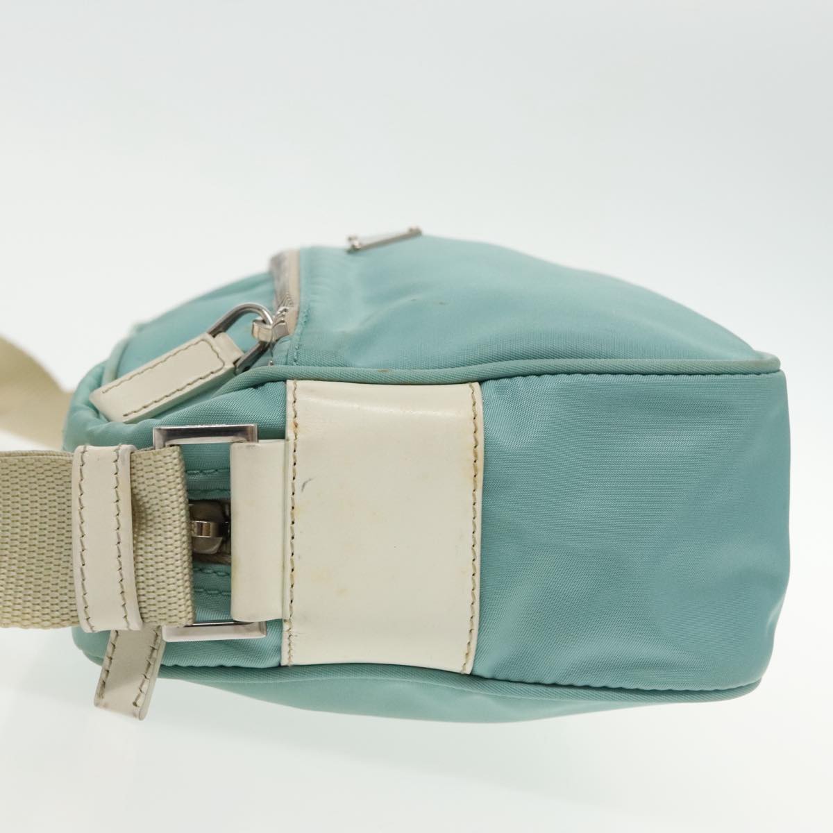 PRADA Shoulder Bag Nylon Light Blue Silver Auth 94405