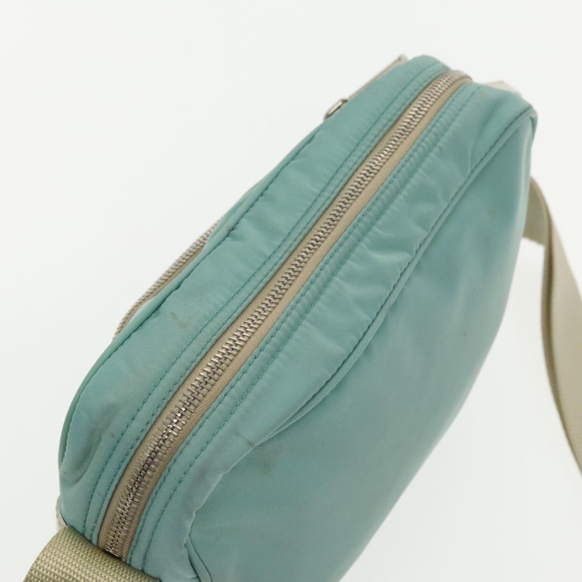 PRADA Shoulder Bag Nylon Light Blue Silver Auth 94405