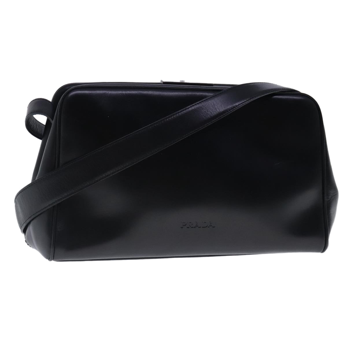 PRADA Shoulder Bag Leather Black Auth 94409