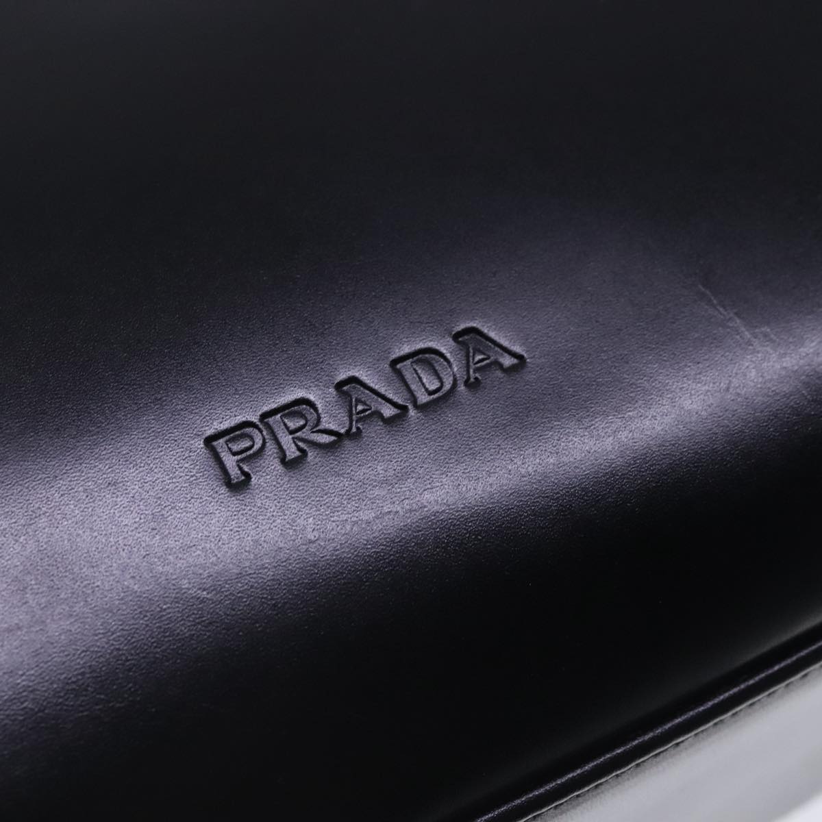 PRADA Shoulder Bag Leather Black Auth 94409