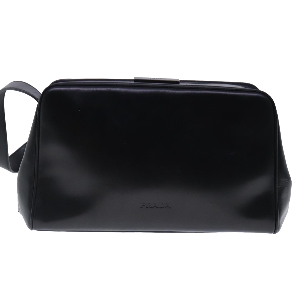 PRADA Shoulder Bag Leather Black Auth 94409