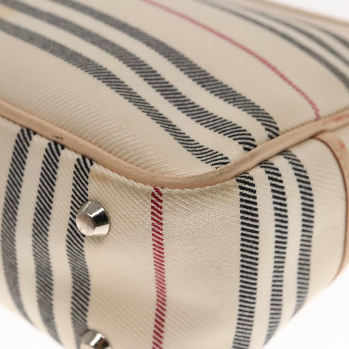 BURBERRY Nova Check Hand Bag Canvas Beige Silver Auth 94412