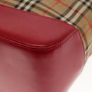 Burberry Nova Check Umhängetasche Canvas Leder Beige Rot Silber Auth 94414-14