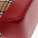 Burberry Nova Check Umhängetasche Canvas Leder Beige Rot Silber Auth 94414-15