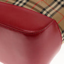 Burberrys Nova Check Shoulder Bag Canvas Leather Beige Red Silver Auth 94414-16